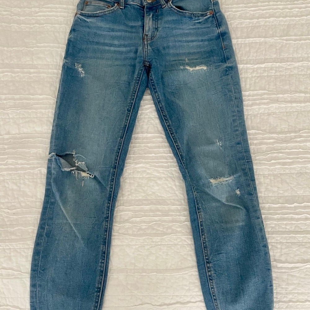 Zara women’s skinny distressed denim jeans pants size 27 4